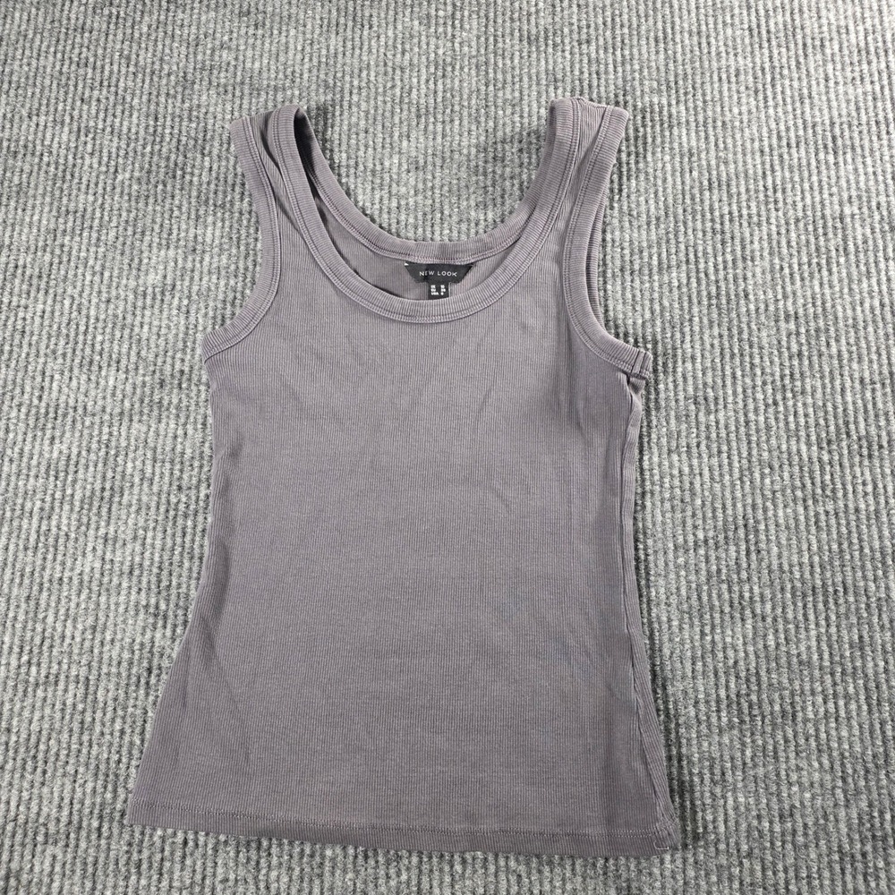 New Look Women Mauve Purple Ribbed Scoop Neck Tank Top Size US 6